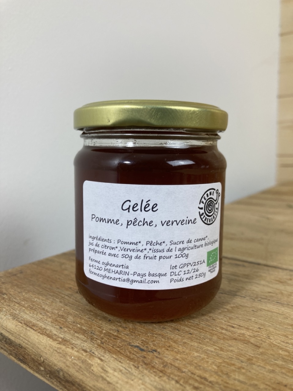 gelée pomme pêche verveine bio pays basque ferme oyhenartia